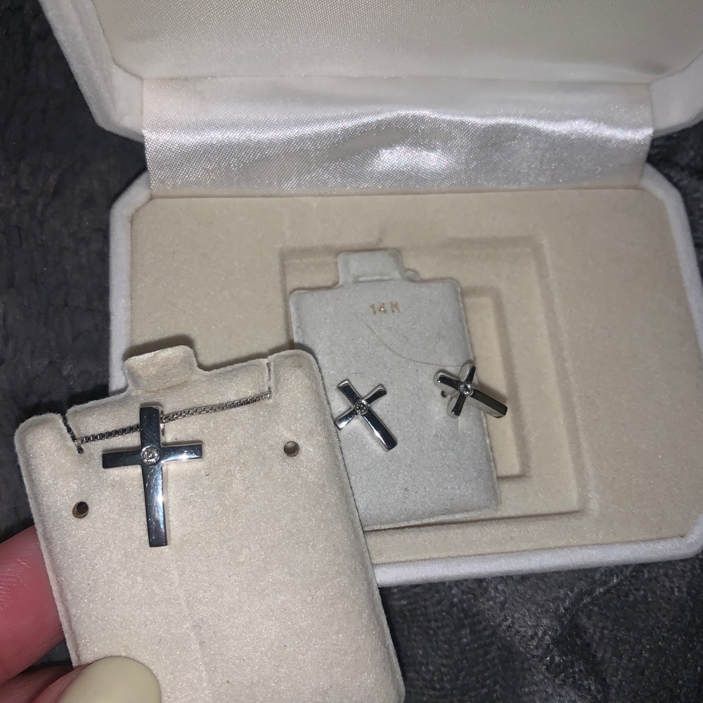 Cross necklace AND earrings